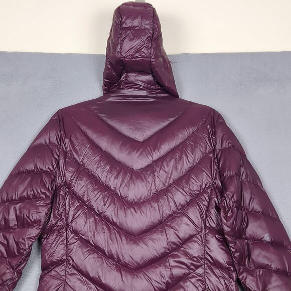 Calvin Klein Down Puffer Jacket Womens Medium Purple Hooded Packable Long Coat - Picture 7 of 16